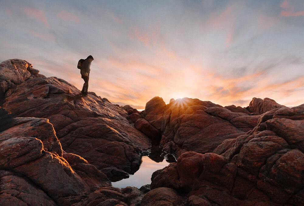 peaceful sunrise morning on a nature hike