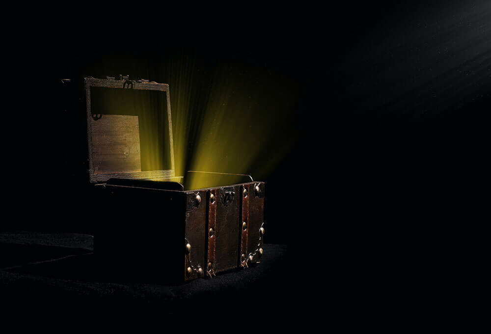 Treasure chest with light coming out representing you are worth more than sparrows