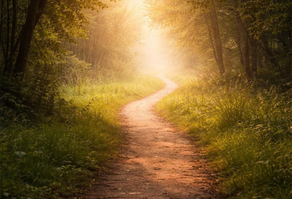 soft winding path in the forest