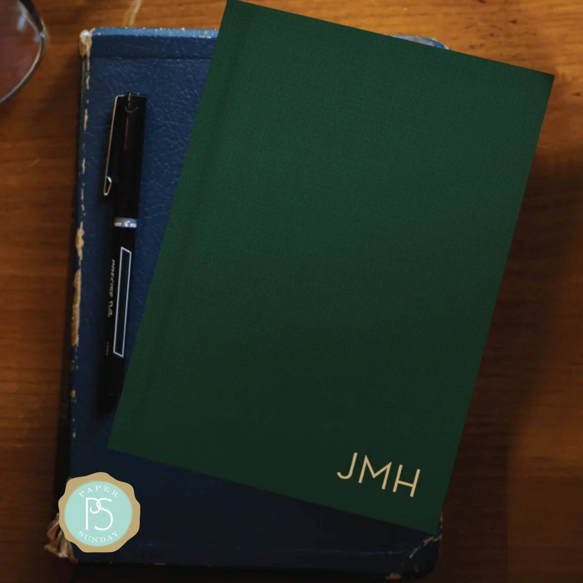 Hardcover Hunter Linen personalized scripture journal for men, durable and timeless Christian journal with carefully selected Bible verses for daily discipline and spiritual growth