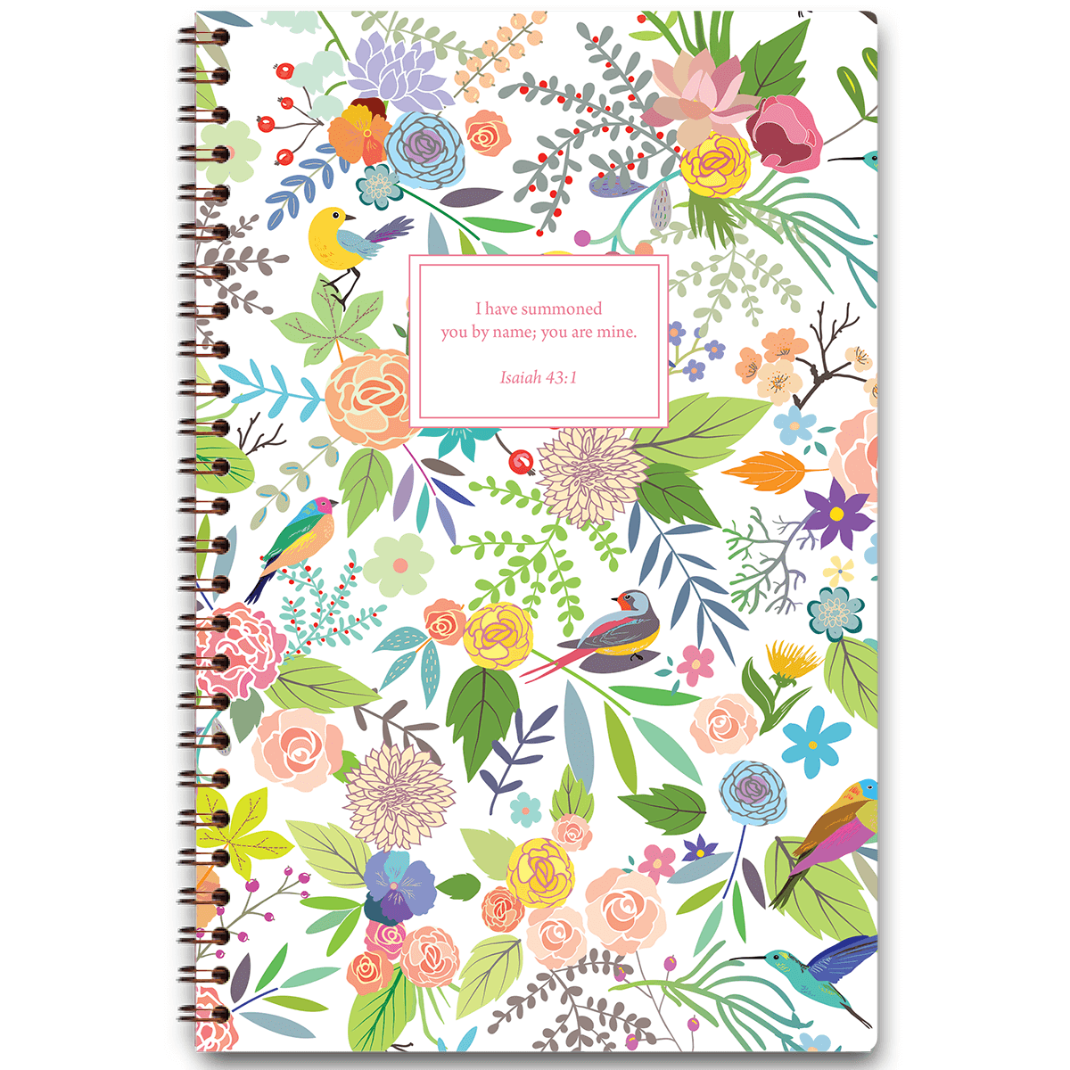 personalized birds in paradise planner with wire coil binding and custom name on tropical bird design