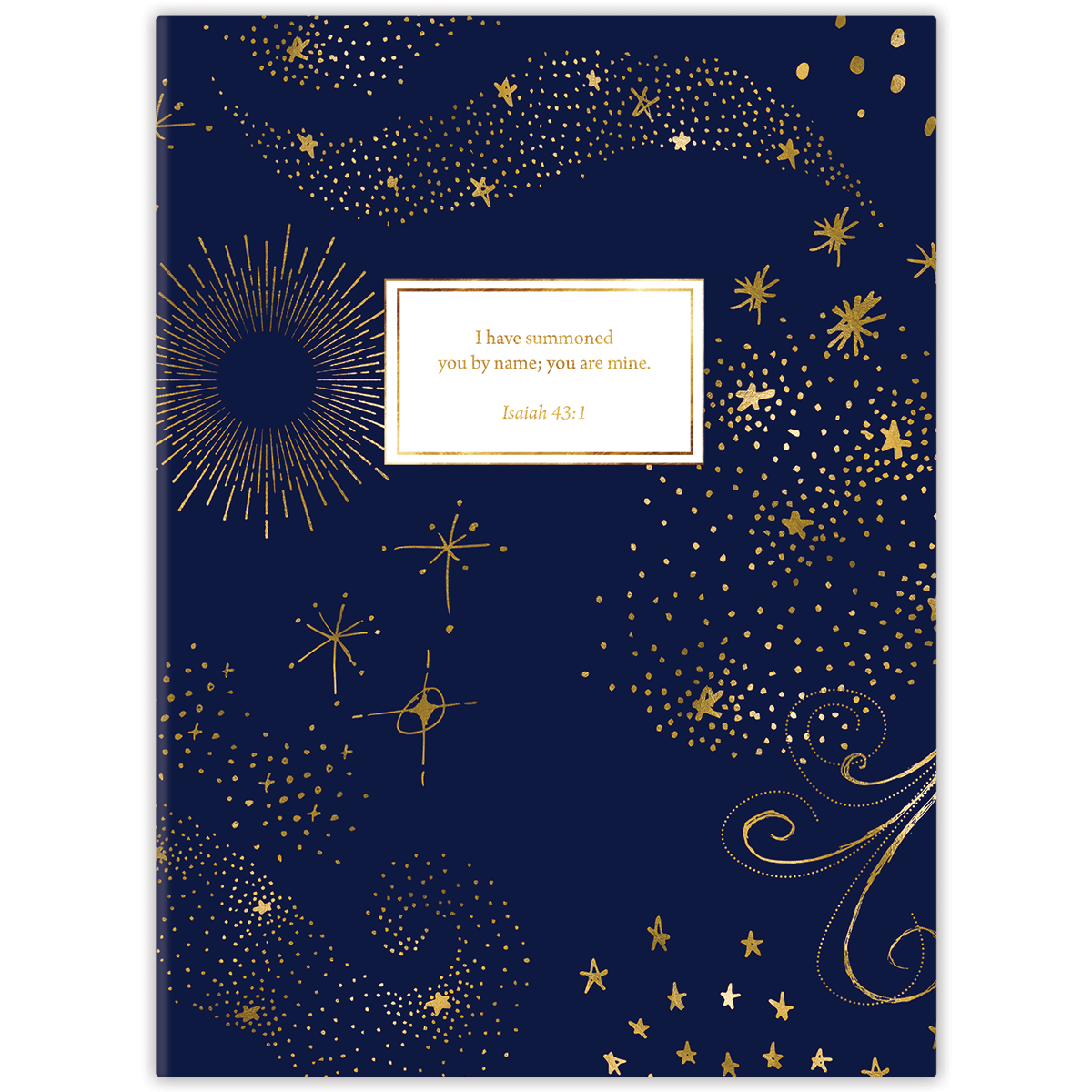 Softcover Celestial Bible journal with cosmic star design, personalized scripture journal featuring a one-of-a-kind selection of curated scriptures for journaling and reflection
