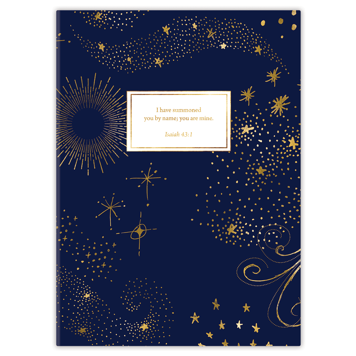 personalized celestial planner with flexible soft cover and custom name on night sky design
