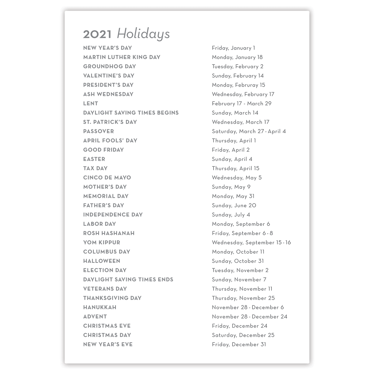 Paper Sunday Mens Planner | Black Jack | holidays