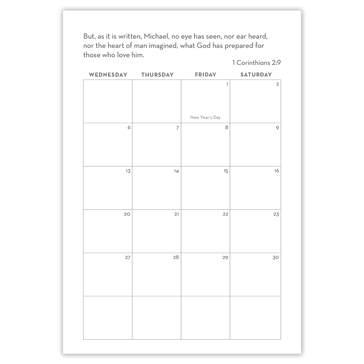 Paper Sunday Mens Planner | Black Jack | month right