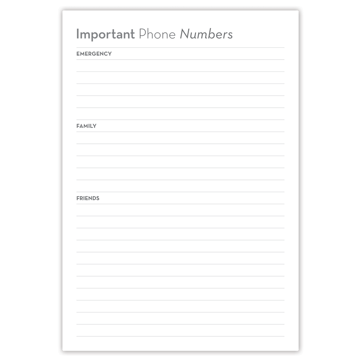 Paper Sunday Mens Planner | Freedom | phone numbers