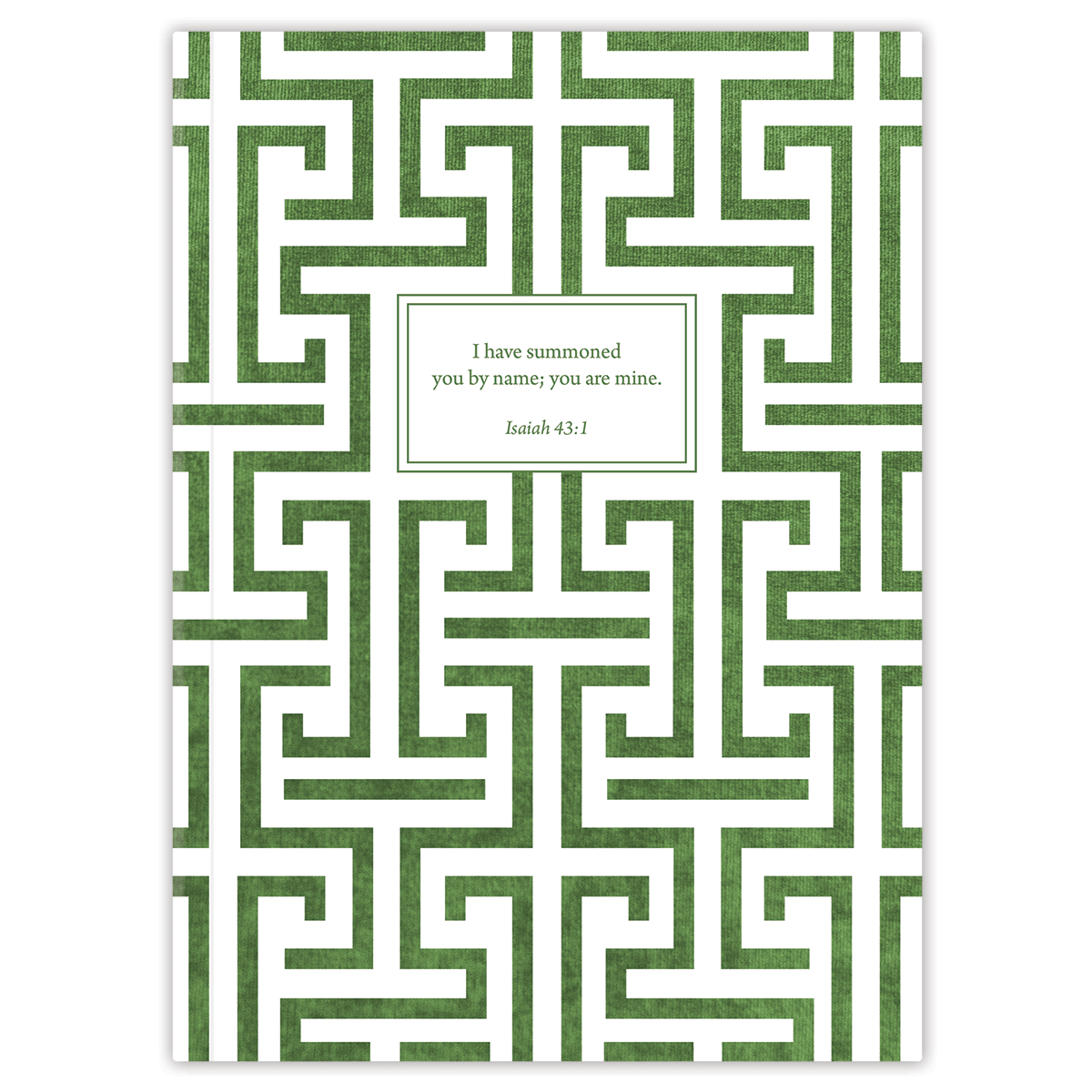personalized green maze christian planner with flexible soft cover and custom name on maze design