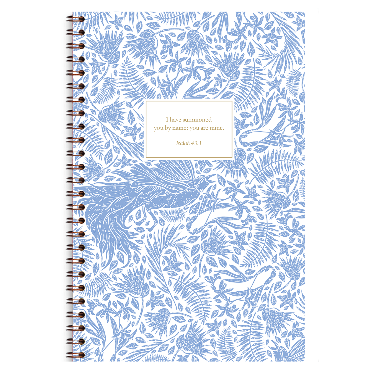 personalized chinoiserie bird planner with wire coil binding and custom name on bird design