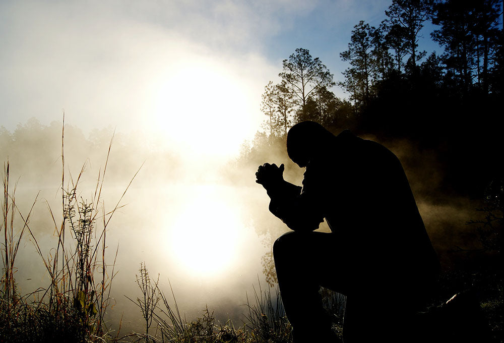image of a man in the morning going to a place of prayer