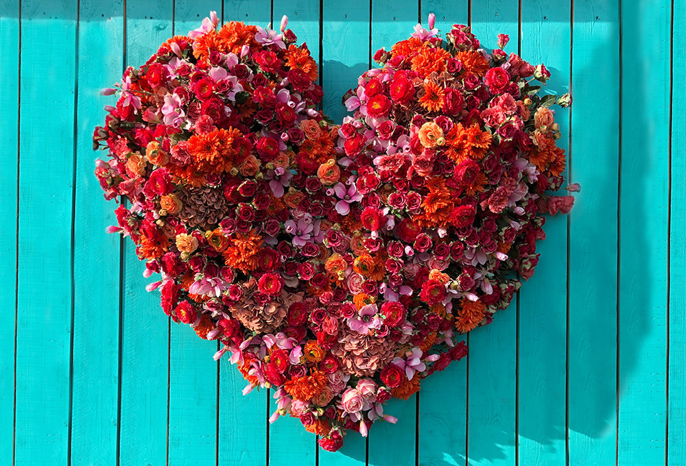 Flower heart shaped wreath representing God's love