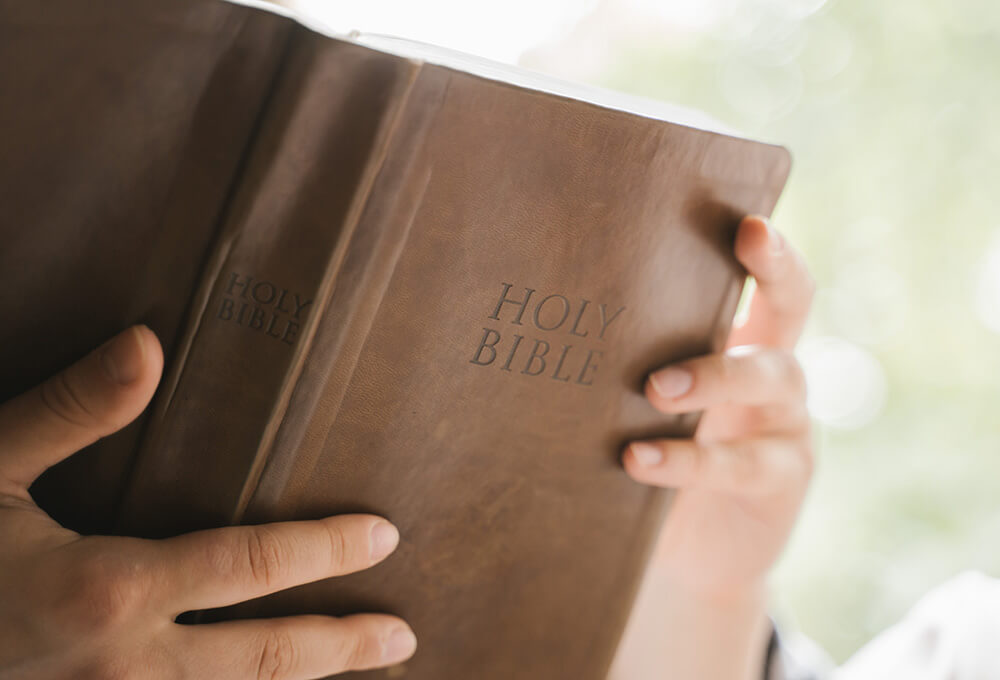 Person reading bible