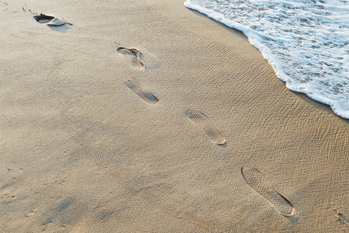 A peaceful path on the beach symbolizing a daily walk of faith and trust in God's guidance.