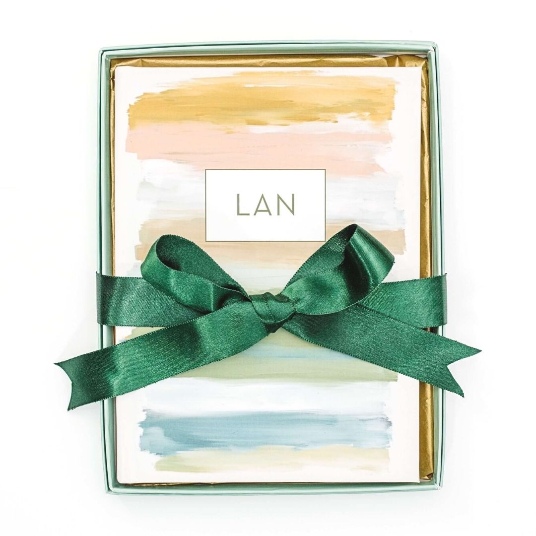 Heather Hostetter rise up designed christian journal with a green bow in a gift box