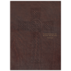 Hardcover Celtic Cross personalized scripture journal for men, strong and timeless Christian journal with carefully chosen Bible verses for consistent daily use and spiritual growth