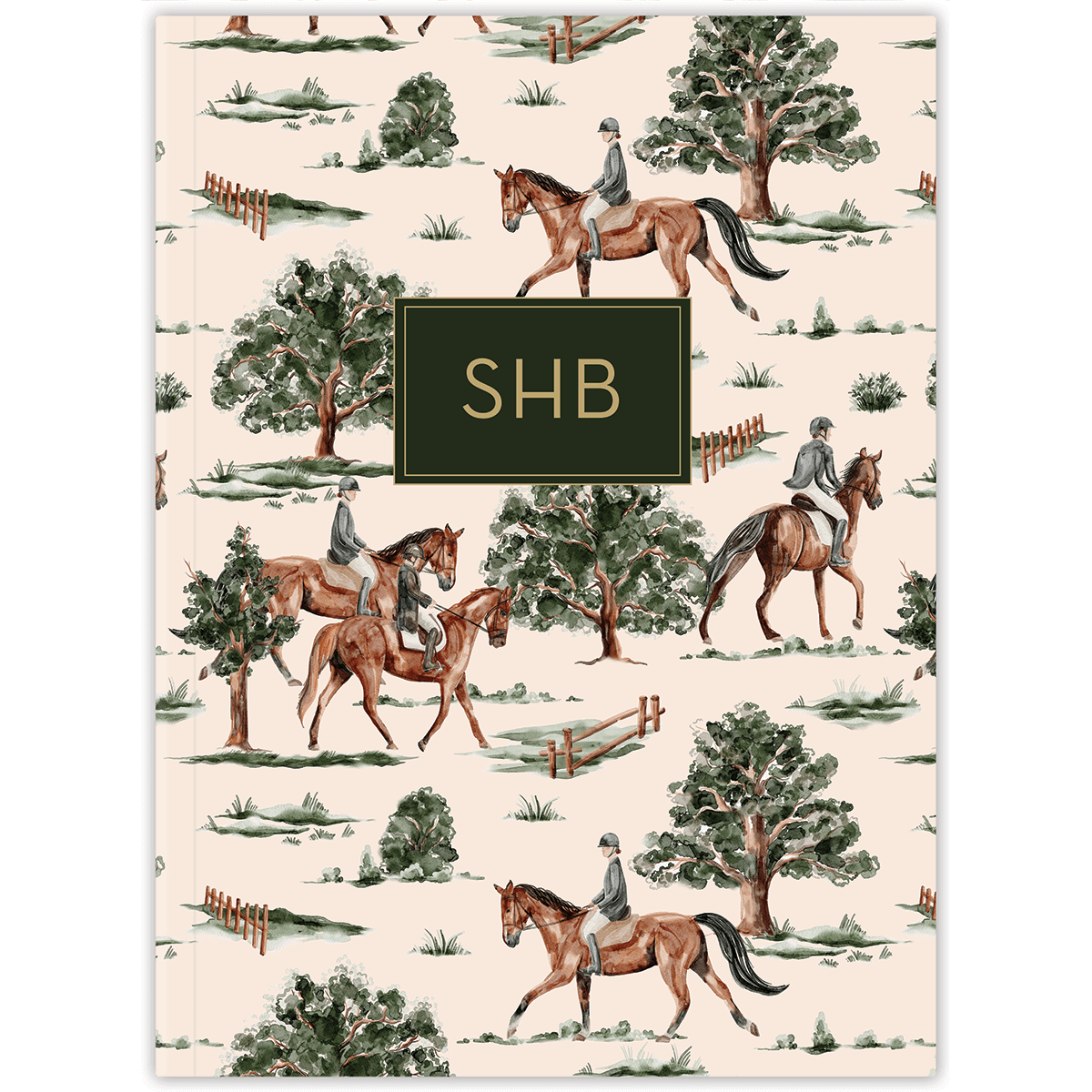 Custom horse-themed planner with personalized name on flexible soft cover for lightweight planning with initials on the cover