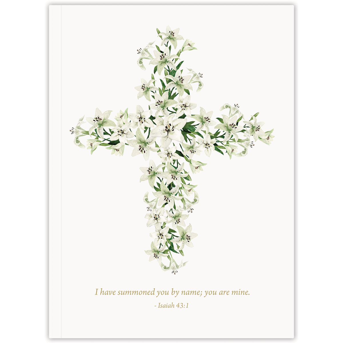 Hardcover Easter Lily Cross personalized scripture journal, a refined Christian journal with carefully selected Bible verses for reflection, encouragement, and spiritual growth