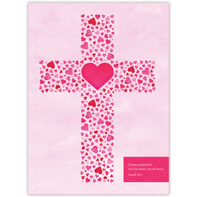 Hardcover personalized scripture journal for women with Heart Cross cover, a durable Christian gift journal with uniquely curated Bible verses for spiritual growth and encouragement