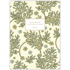 Hardcover Golden Blooms personalized scripture journal, elegant light-filled Christian journal with floral design and carefully selected Bible verses for meaningful daily use