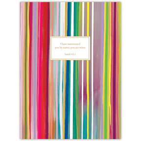 A colorful planner with abstract patterns and a quote from the Bible on the cover, designed by Allison Castillo.