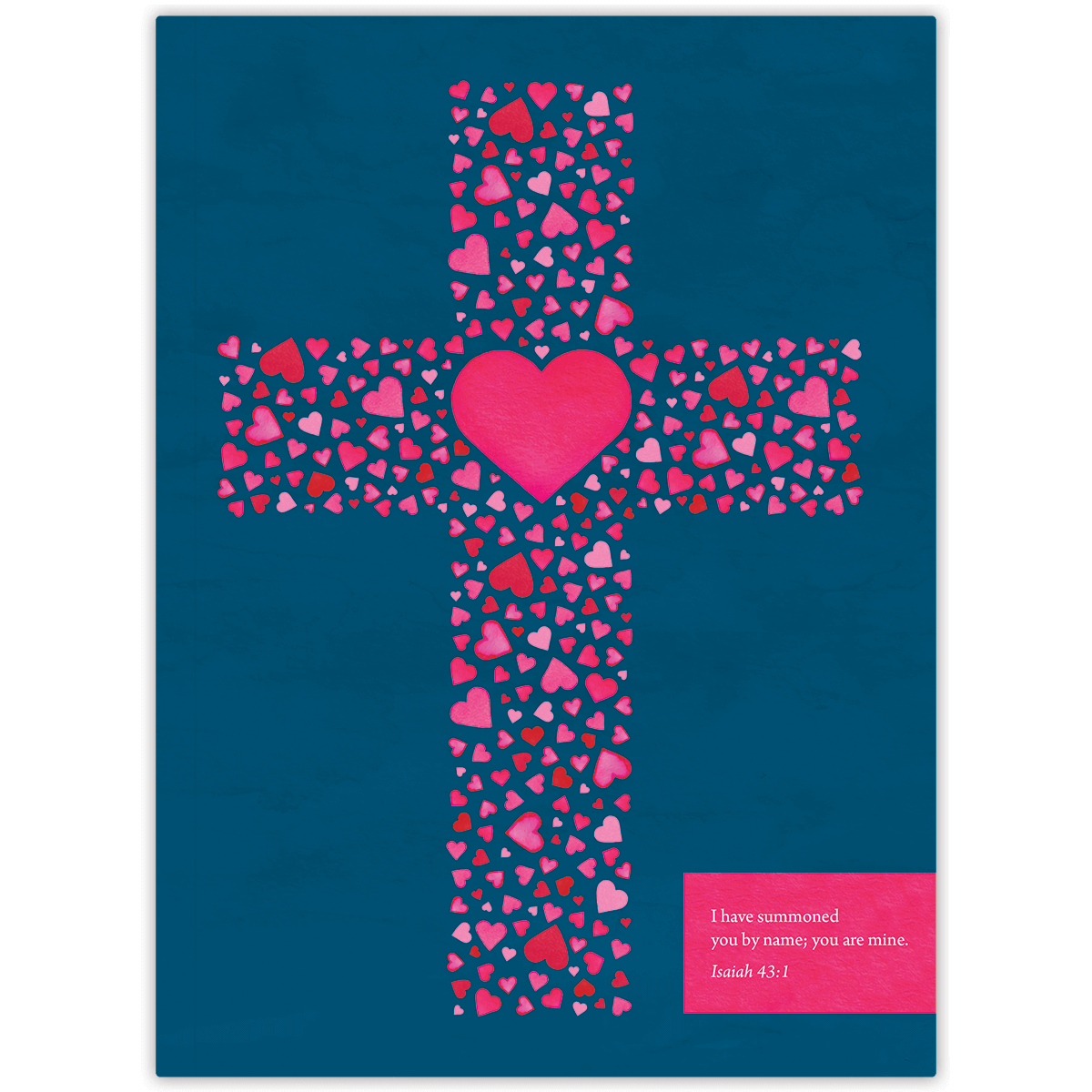 Hardcover Sapphire Heart Cross personalized scripture journal, refined Christian journal with deep blue cross design and carefully selected Bible verses for meaningful daily use