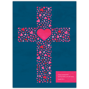 Hardcover Sapphire Heart Cross personalized scripture journal, refined Christian journal with deep blue cross design and carefully selected Bible verses for meaningful daily use