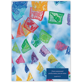 Hardcover Papel Picado personalized scripture journal by Carolyn Joe Daniel, detailed and festive Christian journal with cut-paper inspired design and carefully selected Bible verses for meaningful daily use