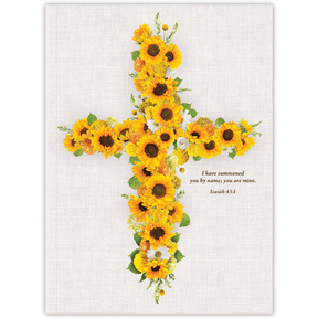Hardcover personalized scripture journal with Sunflower Cross cover, a durable Christian gift journal with uniquely curated Bible verses for spiritual growth and daily use