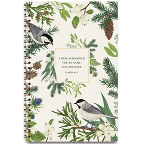 Personalized winter forest planner with nature-inspired cover design and custom name, wire coil binding for easy daily use