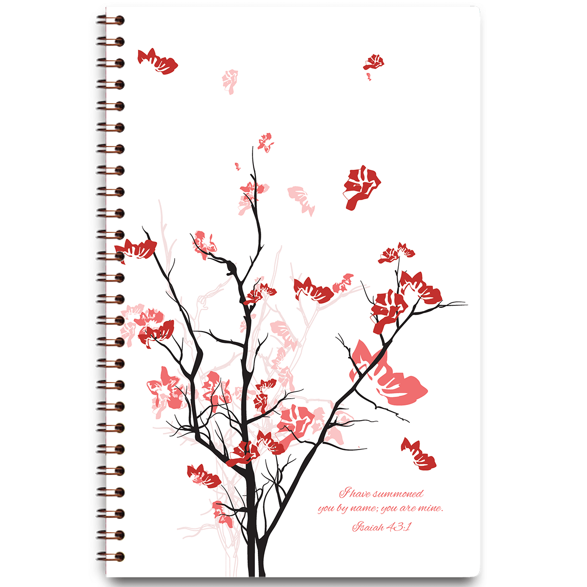 Personalized cherry blossom planner with soft floral cover design and custom name, wire coil binding for easy daily use