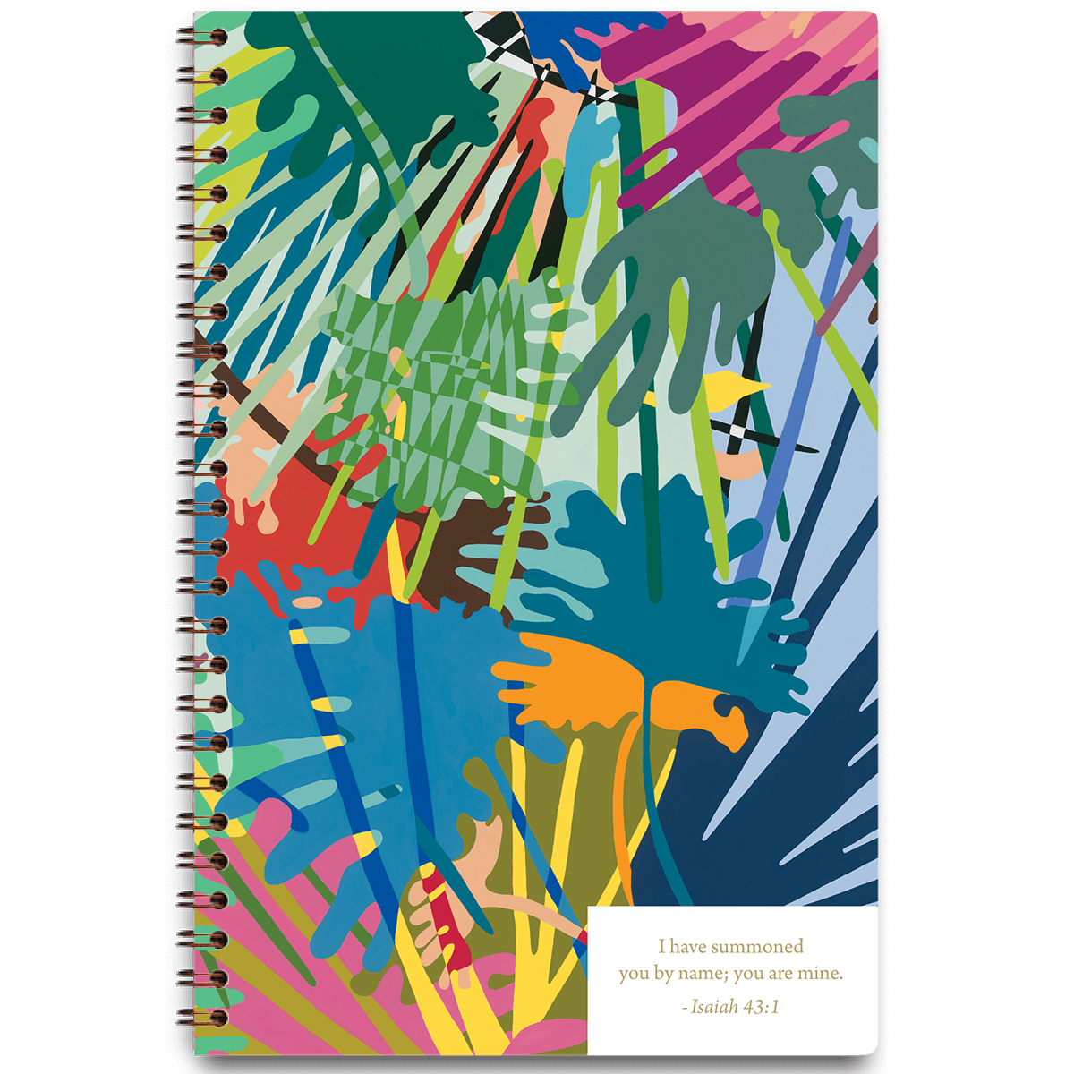 Personalized planner by Carolyn Joe Daniel with vibrant renewable energy design and custom name, wire coil binding for easy use