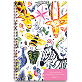 Safari Party personalized scripture journal with wire coil binding featuring artist-designed animal artwork by Carolyn Joe Daniel for Paper Sunday, each journal includes a unique curated set of Bible verses for daily reflection