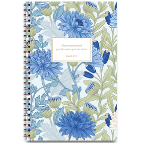 Personalized blue chrysanthemum planner with floral cover design and custom name, wire coil binding for easy use