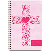 Personalized scripture journal for women with wire coil binding featuring Heart Cross design by Paper Sunday, each journal includes a unique curated set of Bible verses for daily reflection