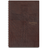 Celtic Cross personalized scripture journal for men with wire coil binding by Paper Sunday, heritage-inspired cross design with a unique collection of curated Bible verses for daily reflection