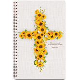 Personalized sunflower cross planner with floral and cross design and custom name, wire coil binding for easy daily use