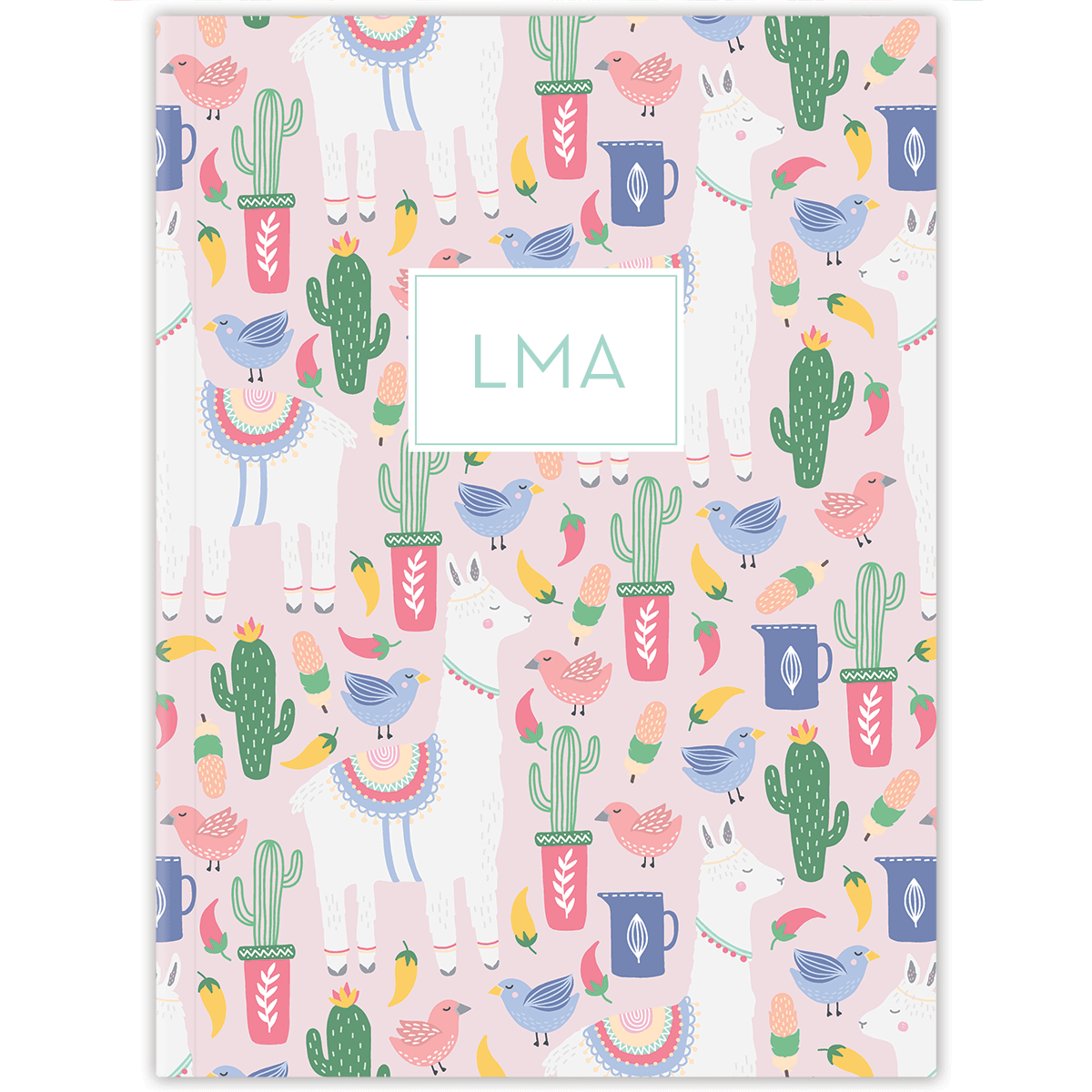 Personalized llama planner with durable hardcover and custom name printed on playful design