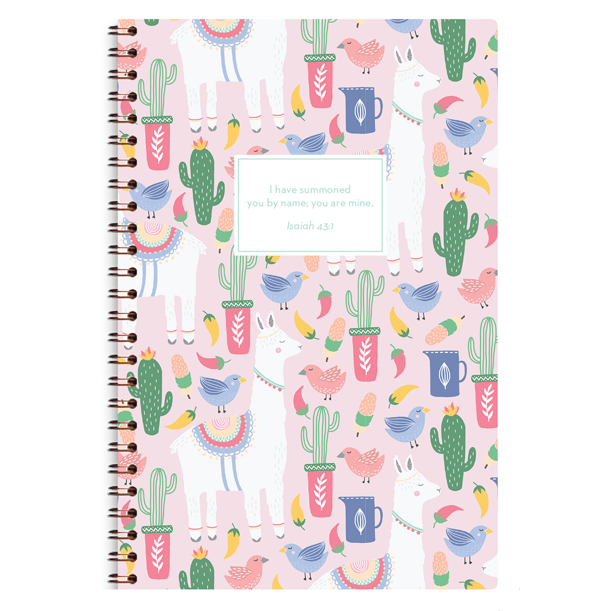 Personalized llama planner with fun illustrated cover and custom name, wire coil binding for easy daily use