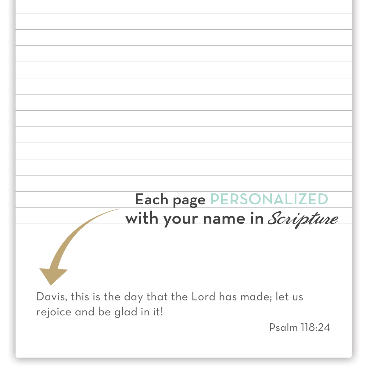 personalized Bible verse journal for kids showing name woven into scripture custom mini journal for daily encouragement and faith