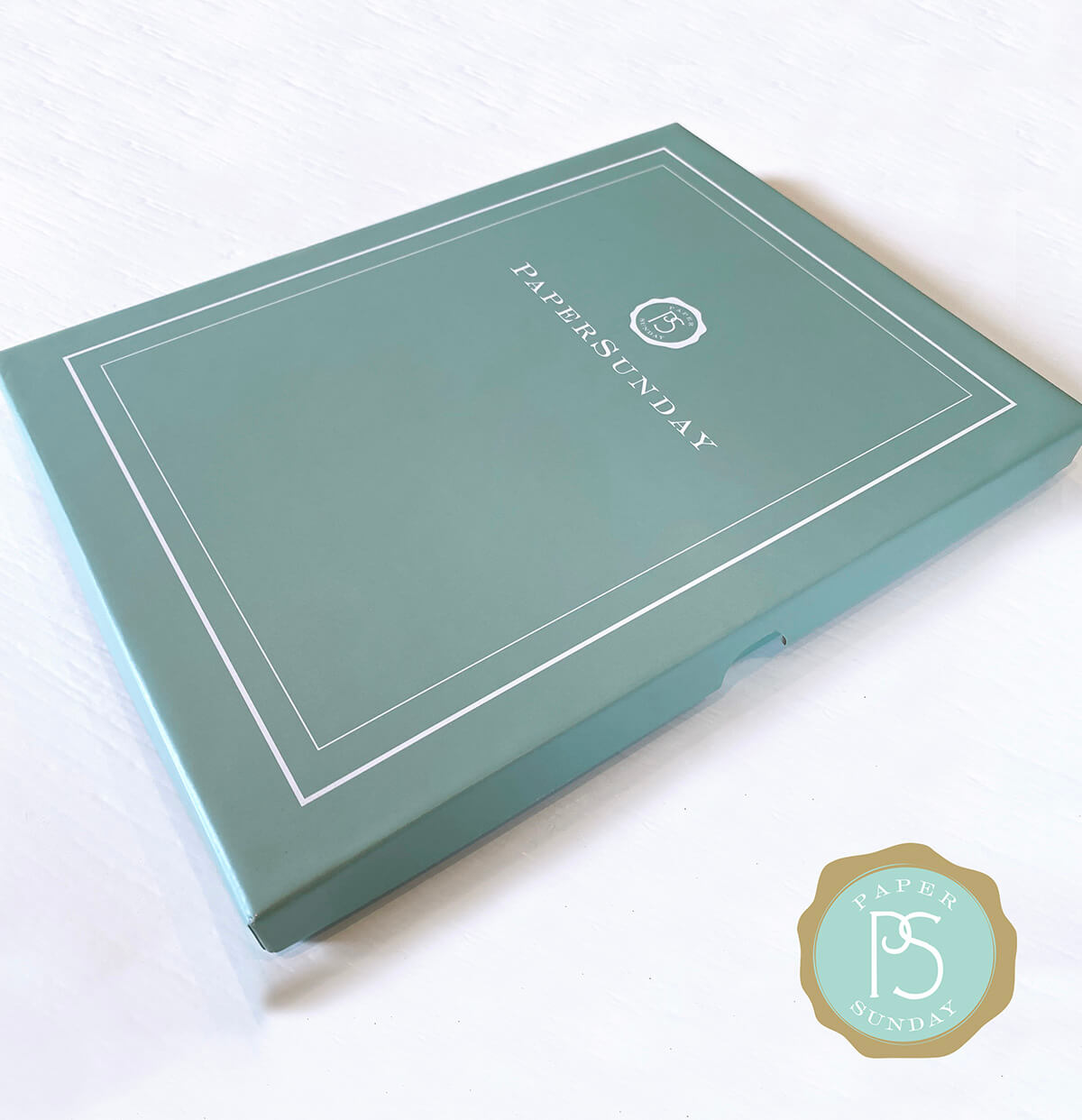 Premium gift box for personalized Bible journal by Paper Sunday, designed for presenting a meaningful keepsake with curated scripture collection
