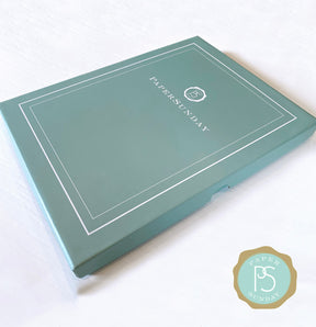 Premium gift box for personalized Bible journal by Paper Sunday, designed for presenting a meaningful keepsake with curated scripture collection