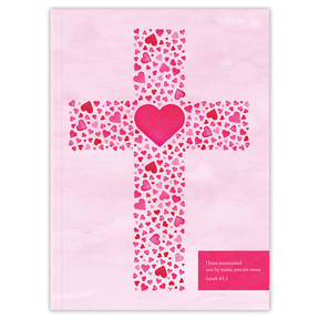 Softcover personalized Bible journal for women with Heart Cross artwork, featuring a one-of-a-kind selection of scriptures for quiet time, prayer, and devotional writing