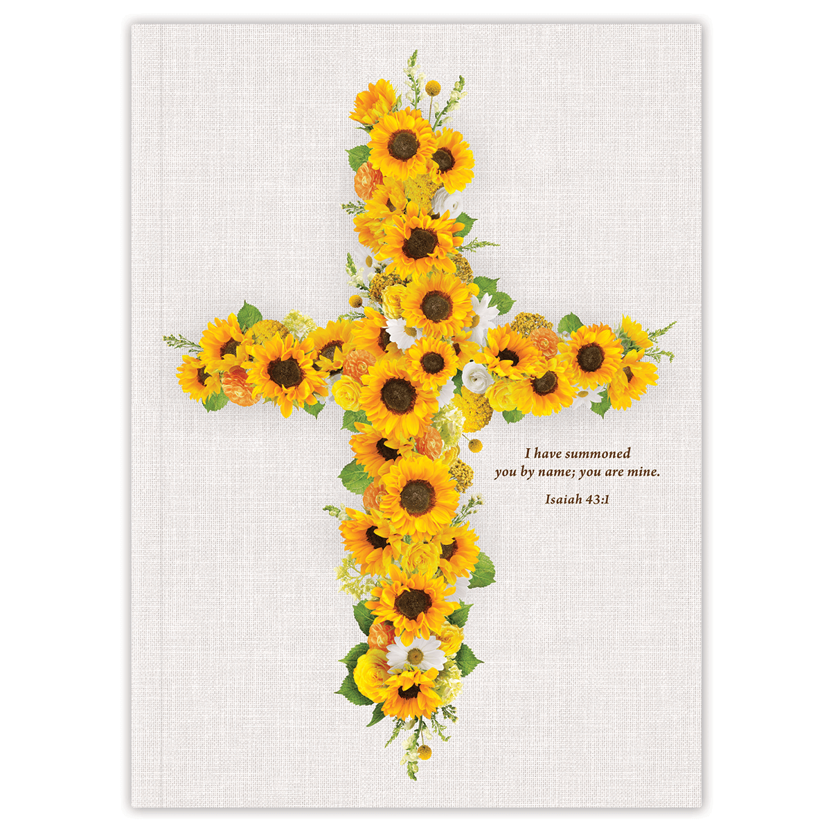 Softcover personalized Bible journal with Sunflower Cross artwork, featuring a one-of-a-kind selection of scriptures for quiet time, prayer, and devotional writing