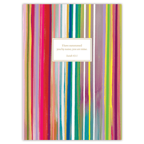 A colorful planner with abstract patterns and a quote from the Bible on the cover, designed by Allison Castillo.