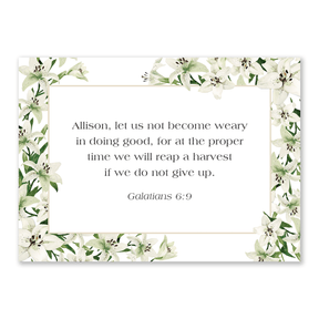Personalized scripture cards Easter lily design custom Bible verse cards for women Christian encouragement gift for daily inspiration