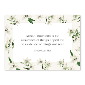 personalized Bible verse cards Easter lily design for women to use during daily prayer encouragement and quiet time reflection
