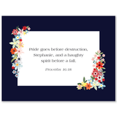 Personalized Bible verse cards navy floral cross design custom scripture cards for women Christian gift for encouragement and daily prayer