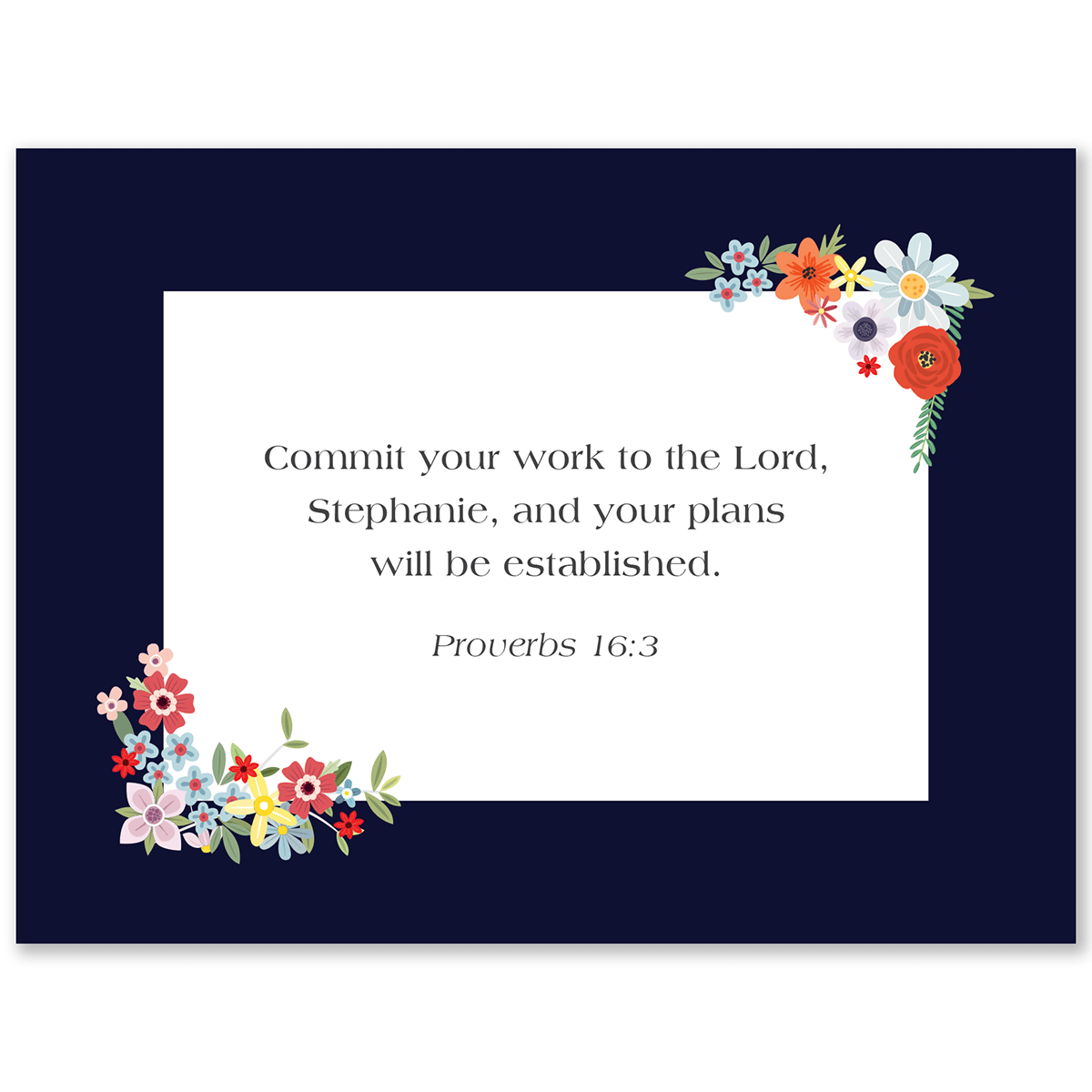 Custom Bible verse cards navy floral cross design personalized scripture cards for women faith-based encouragement and devotional use