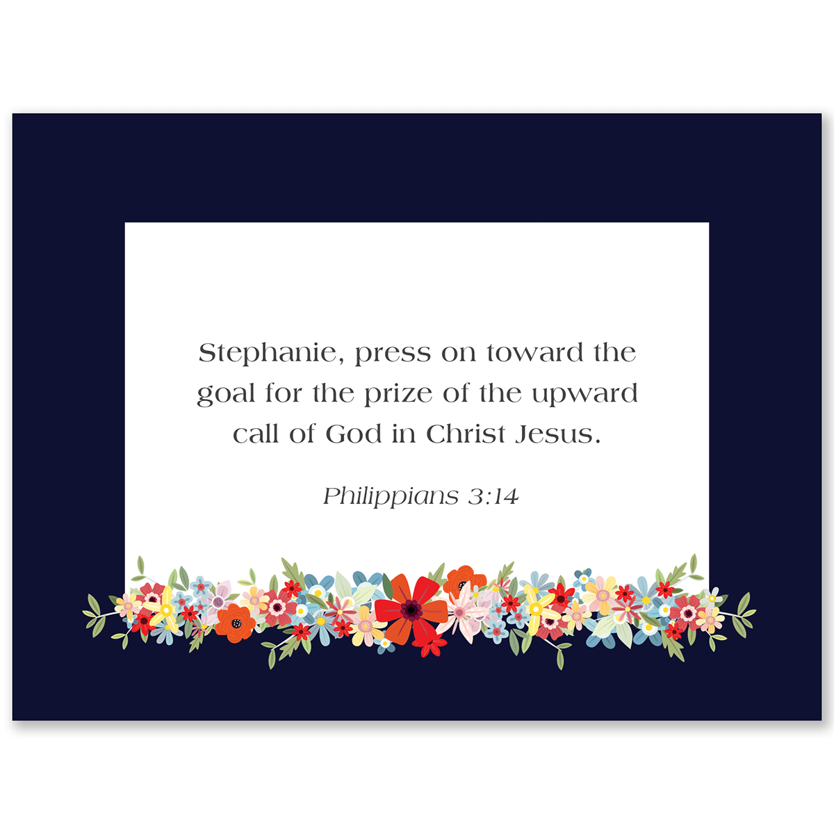 Personalized scripture cards navy floral cross design custom Bible verse cards for women Christian encouragement gift for daily inspiration