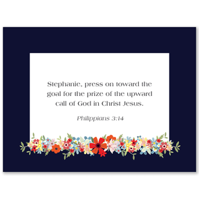Personalized scripture cards navy floral cross design custom Bible verse cards for women Christian encouragement gift for daily inspiration