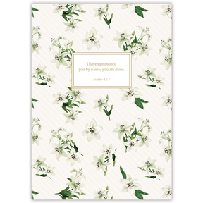 Personalized scripture mini journal Easter lily blooms design custom Bible verse journal Christian Easter gift for encouragement and prayer